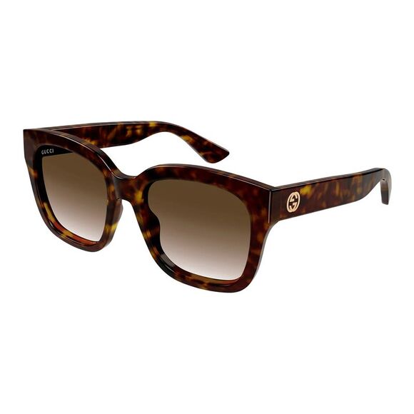 Gucci GG 1338S 003 Havana Plastic Square Sunglasses Brown Gradient Lens - Picture 1 of 3